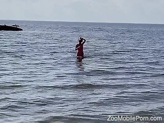 Masked blonde feels dog's furry cock in both her wet holes